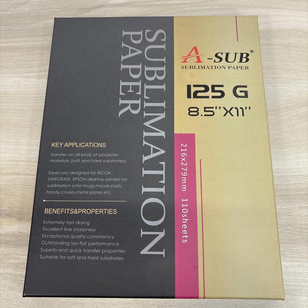 A-SUB Sublimation Paper 125g 8.5x11 110 Sheets for Inkjet Printers Heat Transfer